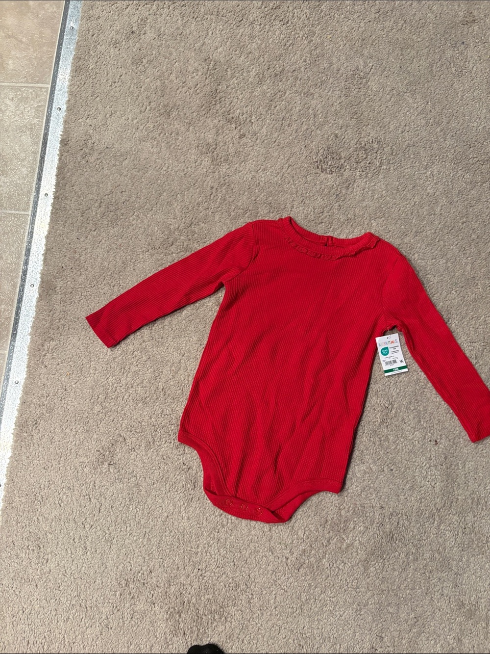 Garanimals Red Ribbed Long-Sleeve Baby Bodysuit